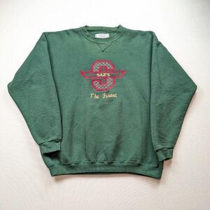 Vintage Saz's Beer Faded Green Heavyweight Crewneck Sweatshirt Sz XL USA